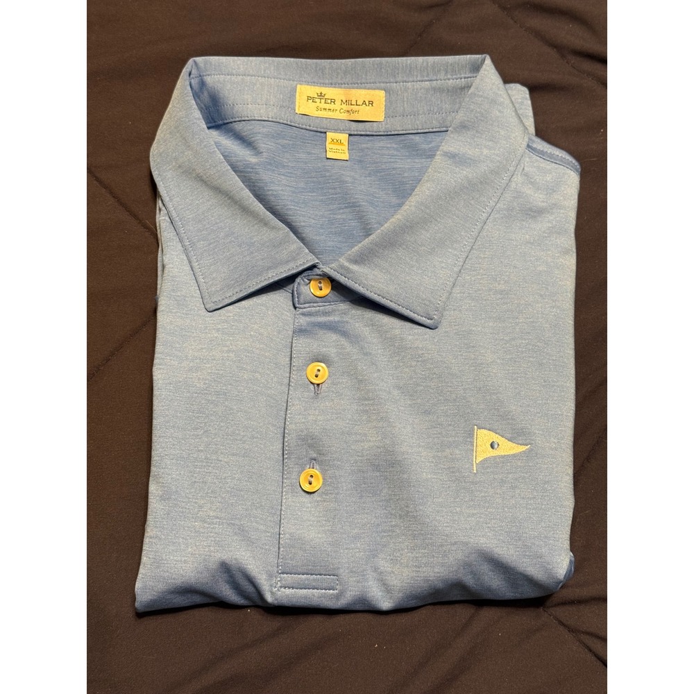 Peter Millar Summer Comfort Mens XXL Blue Golf Polo Shirt Short Sleeve